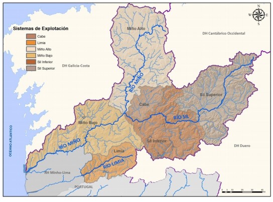 Sistemas de explotación básicos existentes en la Demarcación Hidrográfica del Miño-Sil